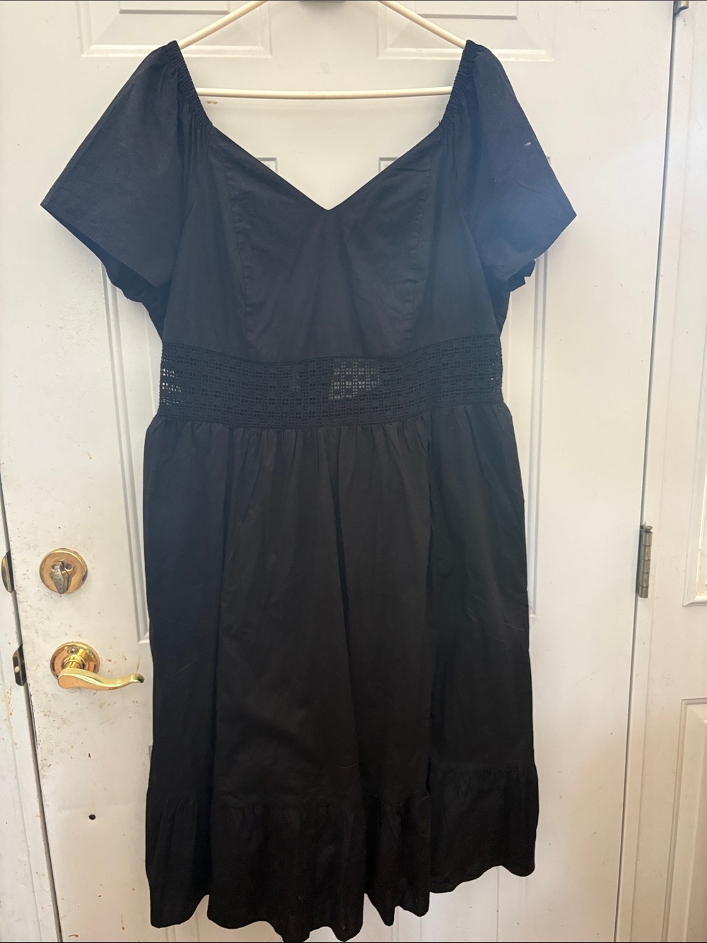 torrid Black Midi Dress with Smocked Waist and V-Neckline